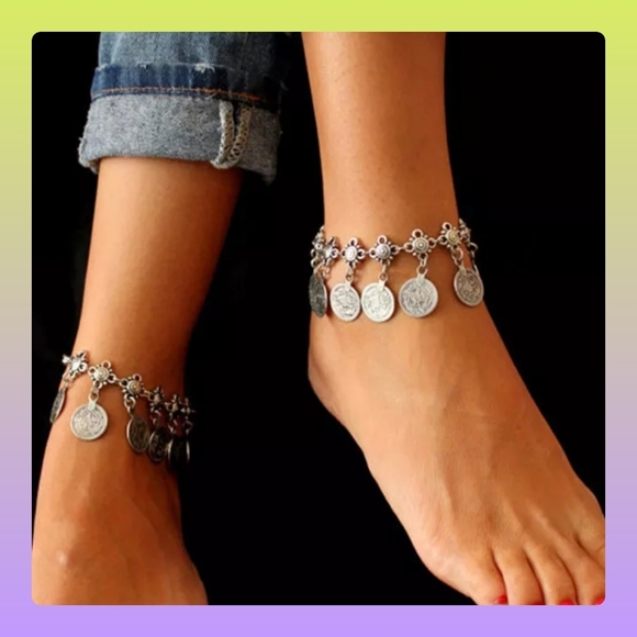 5/25 bohemian silver coin anklet silver unique. Brand new in original package - Picture 1 of 12